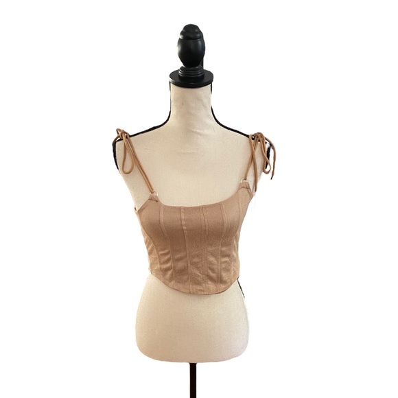 Tops - Spaghetti Strap Suede Corset Tied Top